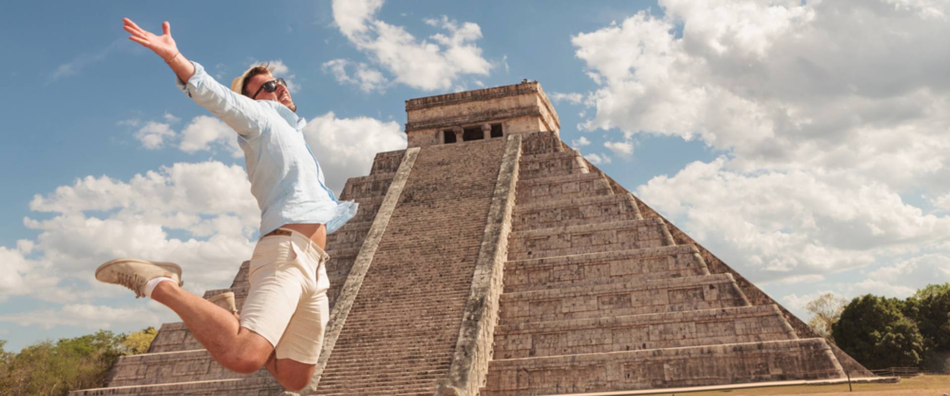 Man jumping in Chichen Itza